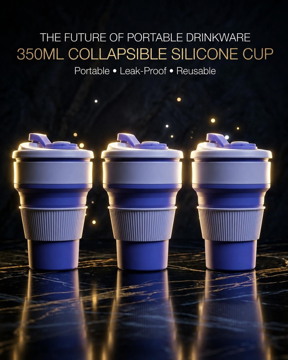 Pack of 3 Silicon Foldable Travel Cup