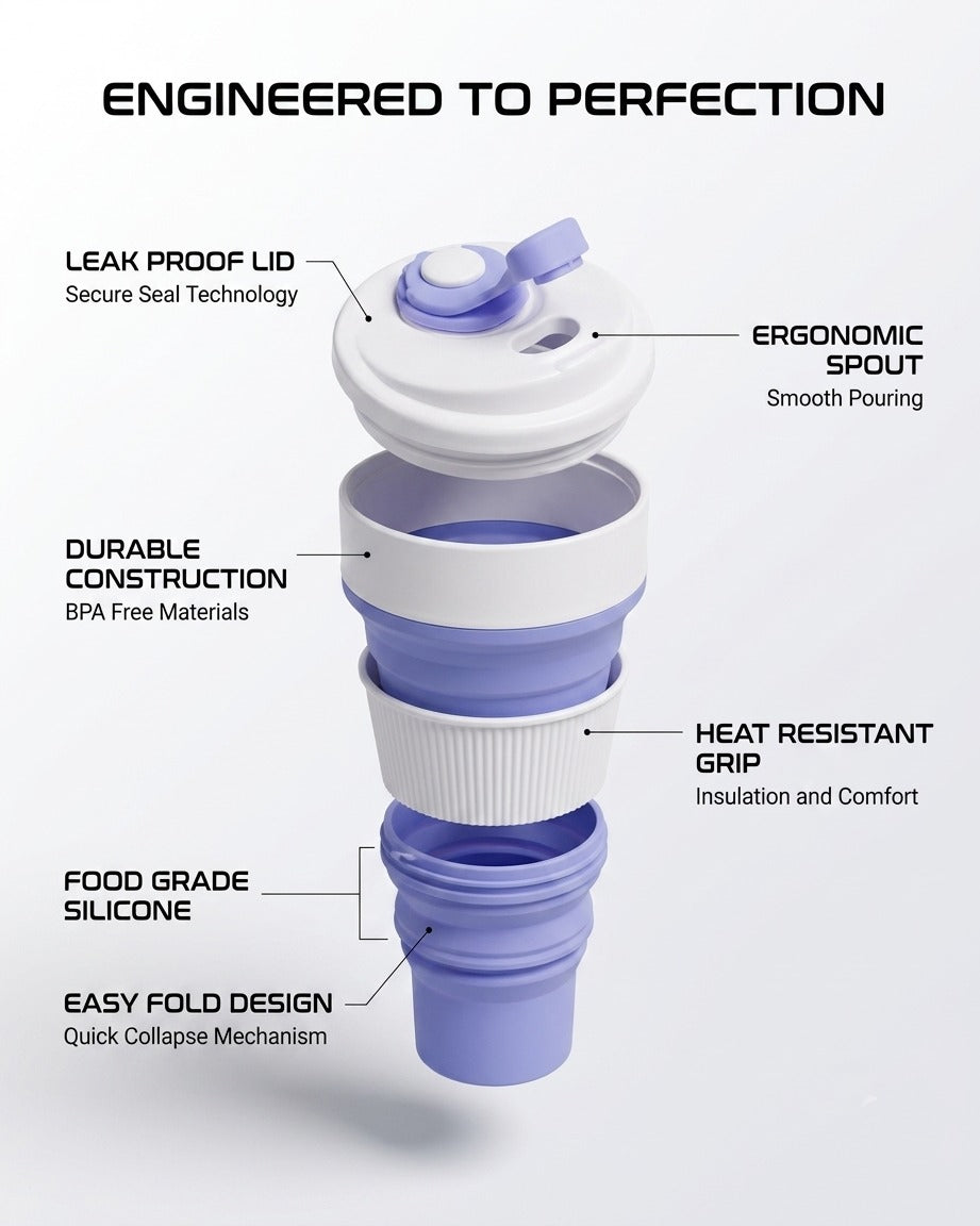 Pack of 6 Silicon Foldable Travel Cup